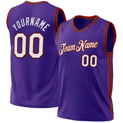 Custom Purple Red-Black Authentic Throwback Basketball Jersey - Sky-Custom