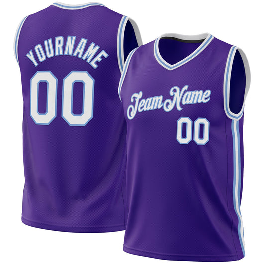 Custom Purple White-Light Blue Authentic Throwback Basketball Jersey - Sky-Custom