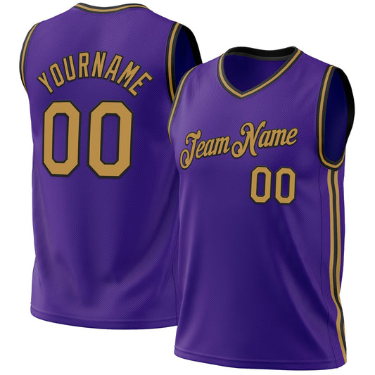Custom Purple Old Gold-Black Authentic Throwback Basketball Jersey - Sky-Custom