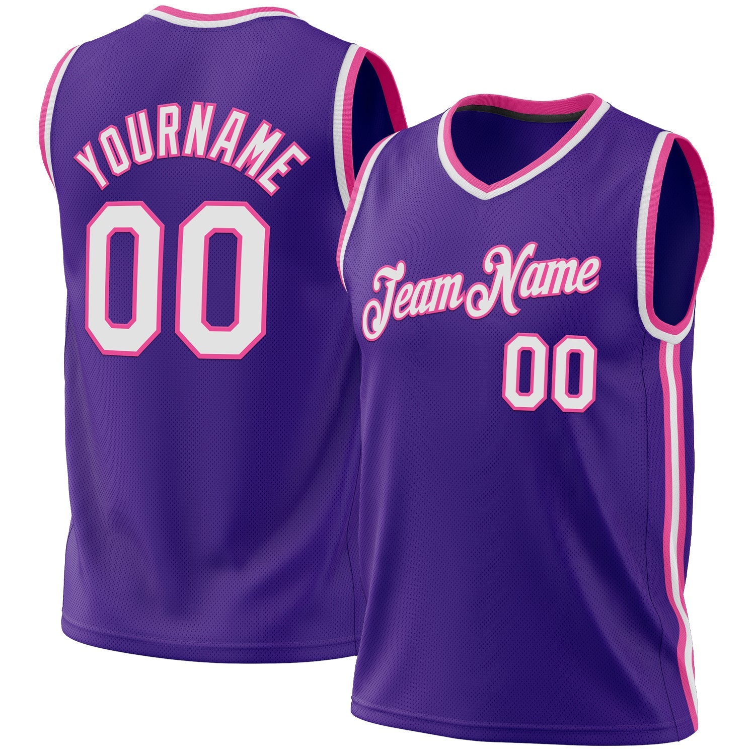 Custom Purple White-Pink Authentic Throwback Basketball Jersey - Sky-Custom