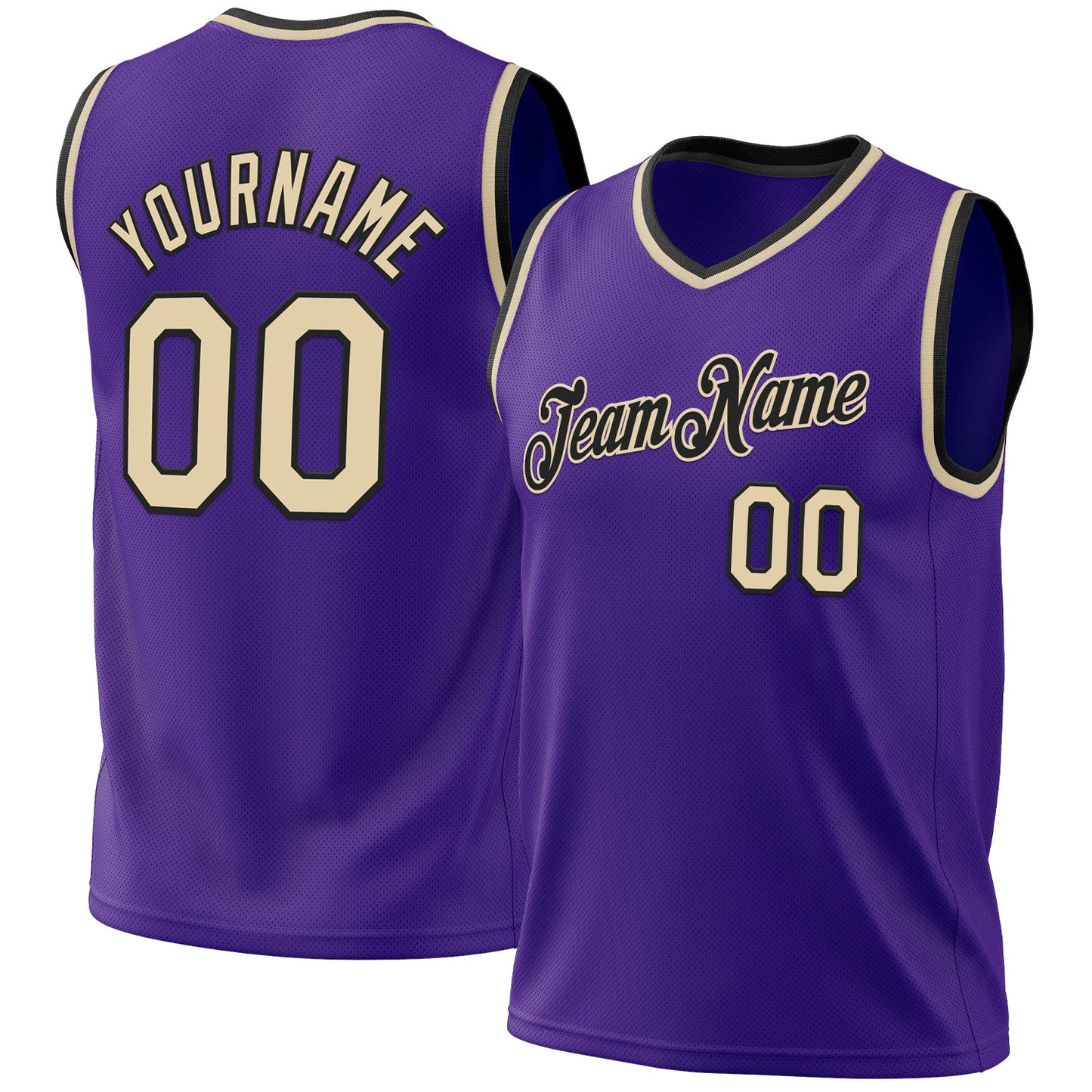 Custom Purple Cream-Black Authentic Throwback Basketball Jersey - Sky-Custom