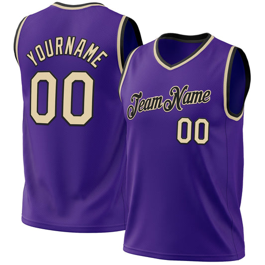 Custom Purple Cream-Black Authentic Throwback Basketball Jersey - Sky-Custom
