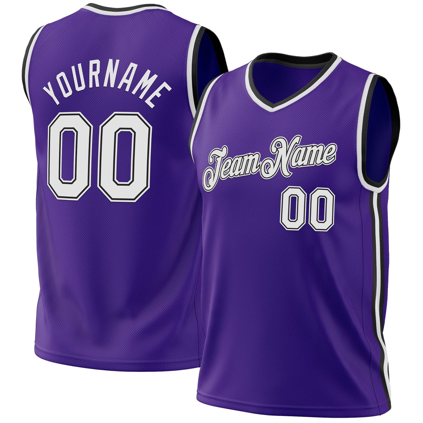 Custom Purple White-Black Authentic Throwback Basketball Jersey - Sky-Custom