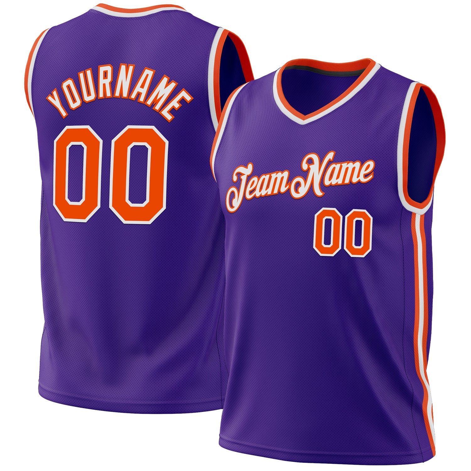 Custom Purple Orange-White Authentic Throwback Basketball Jersey - Sky-Custom