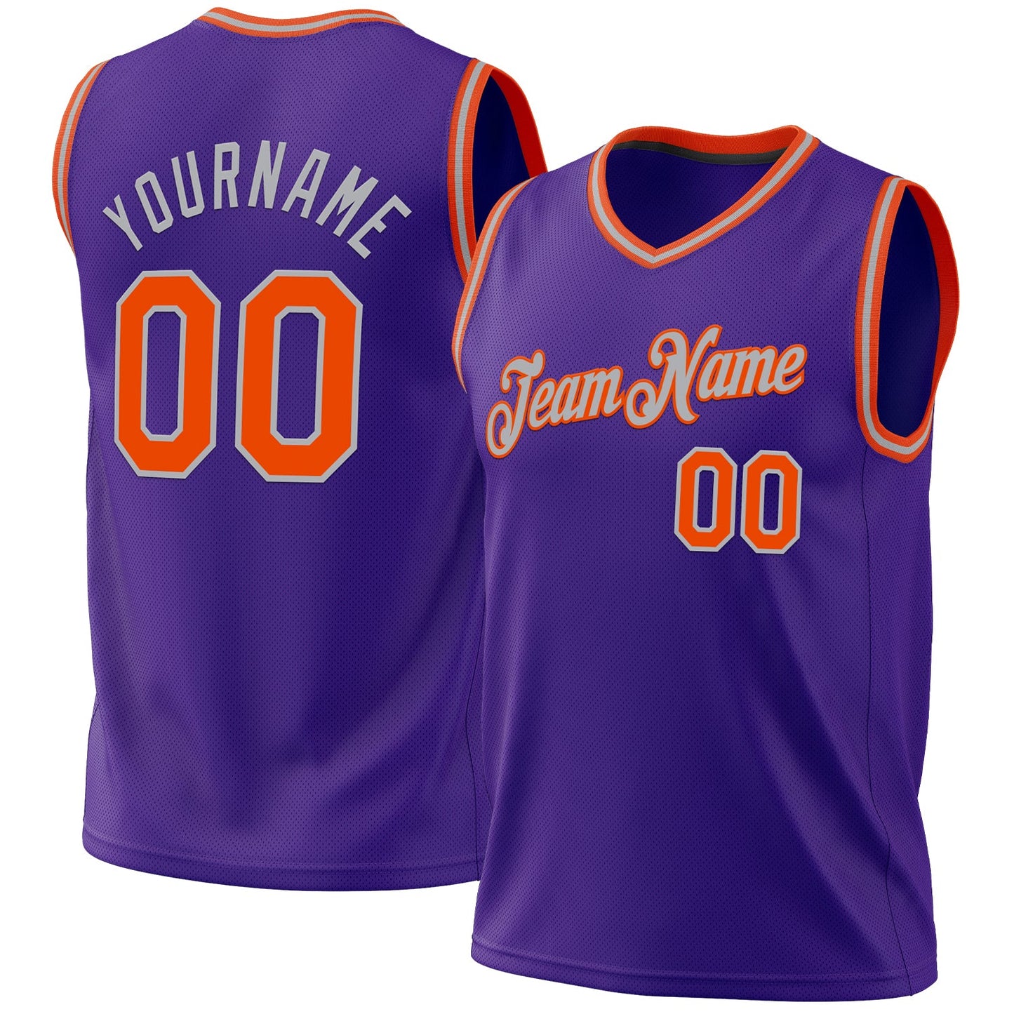 Custom Purple Orange-Gray Authentic Throwback Basketball Jersey - Sky-Custom