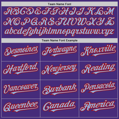 Custom Purple Light Blue-Red Authentic Baseball Jersey - Sky-Custom