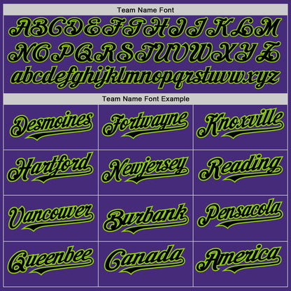 Custom Purple Black-Neon Green Authentic Baseball Jersey - Sky-Custom