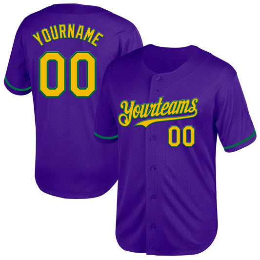 Custom Purple Yellow-Kelly Green Mesh Authentic Throwback Baseball Jersey - Sky-Custom