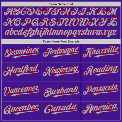 Custom Purple Light Blue-Red Mesh Authentic Throwback Baseball Jersey - Sky-Custom