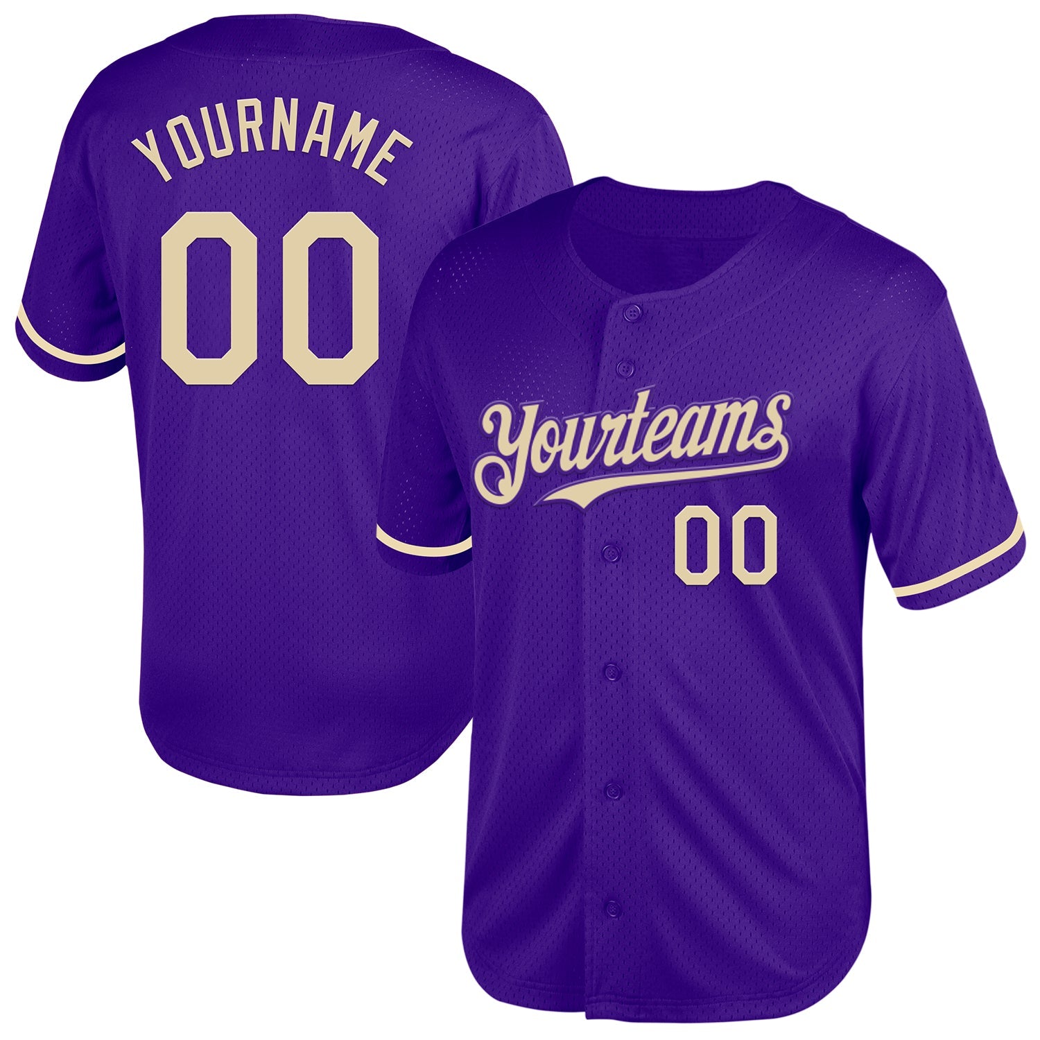 Custom Purple Cream Mesh Authentic Throwback Baseball Jersey - Sky-Custom