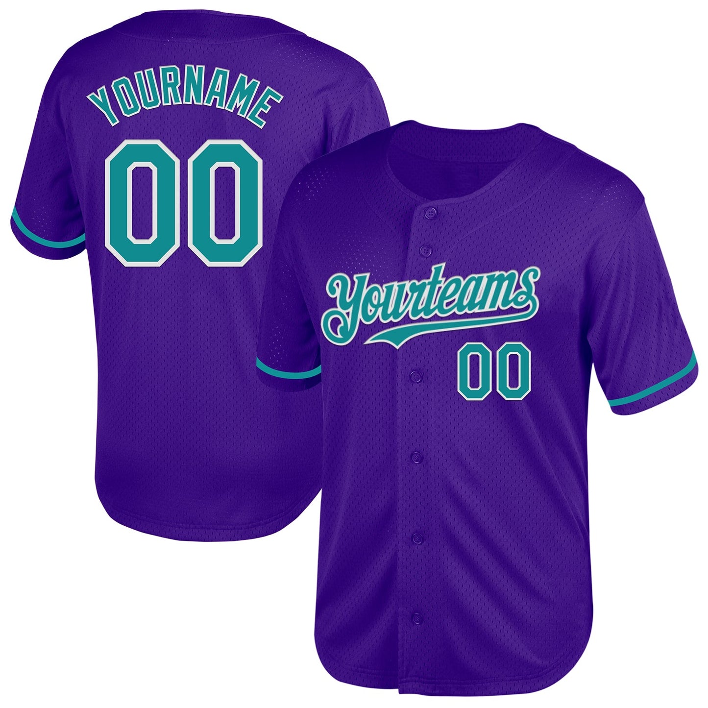 Custom Purple Teal-White Mesh Authentic Throwback Baseball Jersey - Sky-Custom