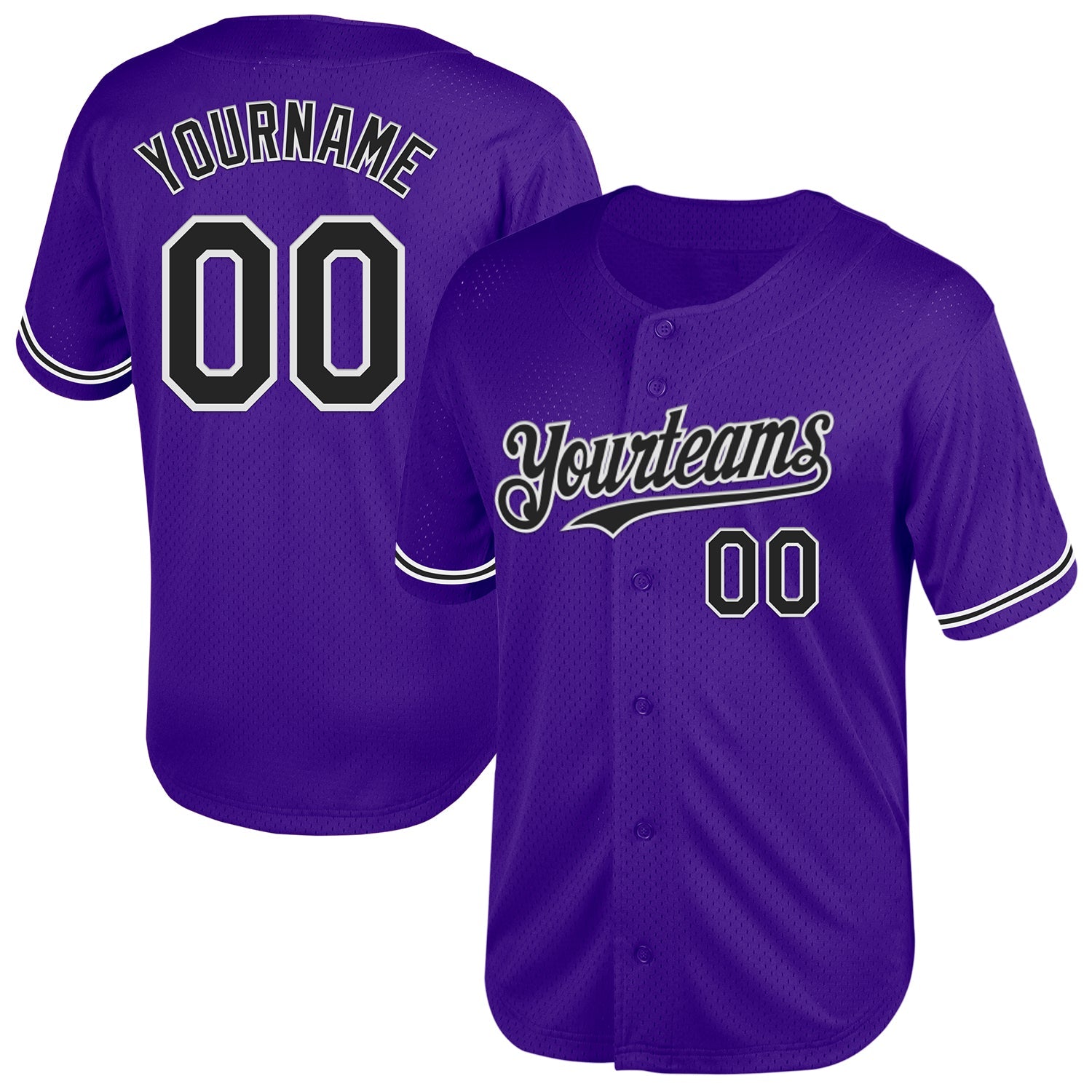 Custom Purple Black-White Mesh Authentic Throwback Baseball Jersey - Sky-Custom