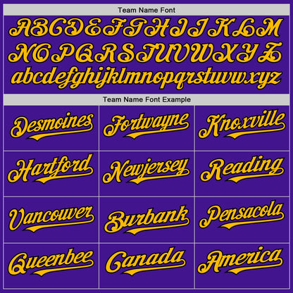 Custom Purple Black-Gold Mesh Authentic Throwback Baseball Jersey - Sky-Custom
