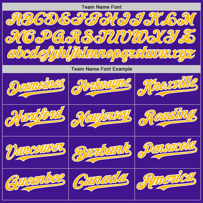 Custom Purple Gold-White Mesh Authentic Throwback Baseball Jersey - Sky-Custom