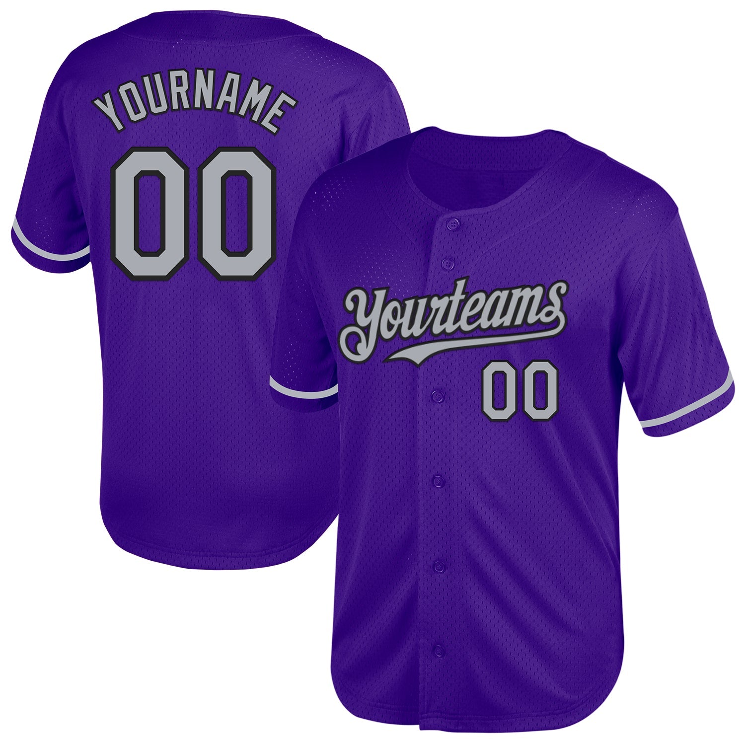 Custom Purple Gray-Black Mesh Authentic Throwback Baseball Jersey - Sky-Custom