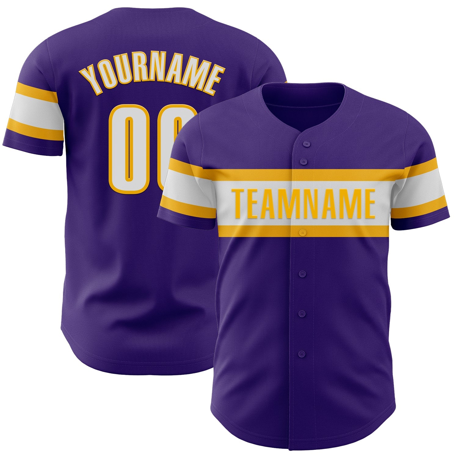 Custom Purple White-Gold Authentic Baseball Jersey - Sky-Custom