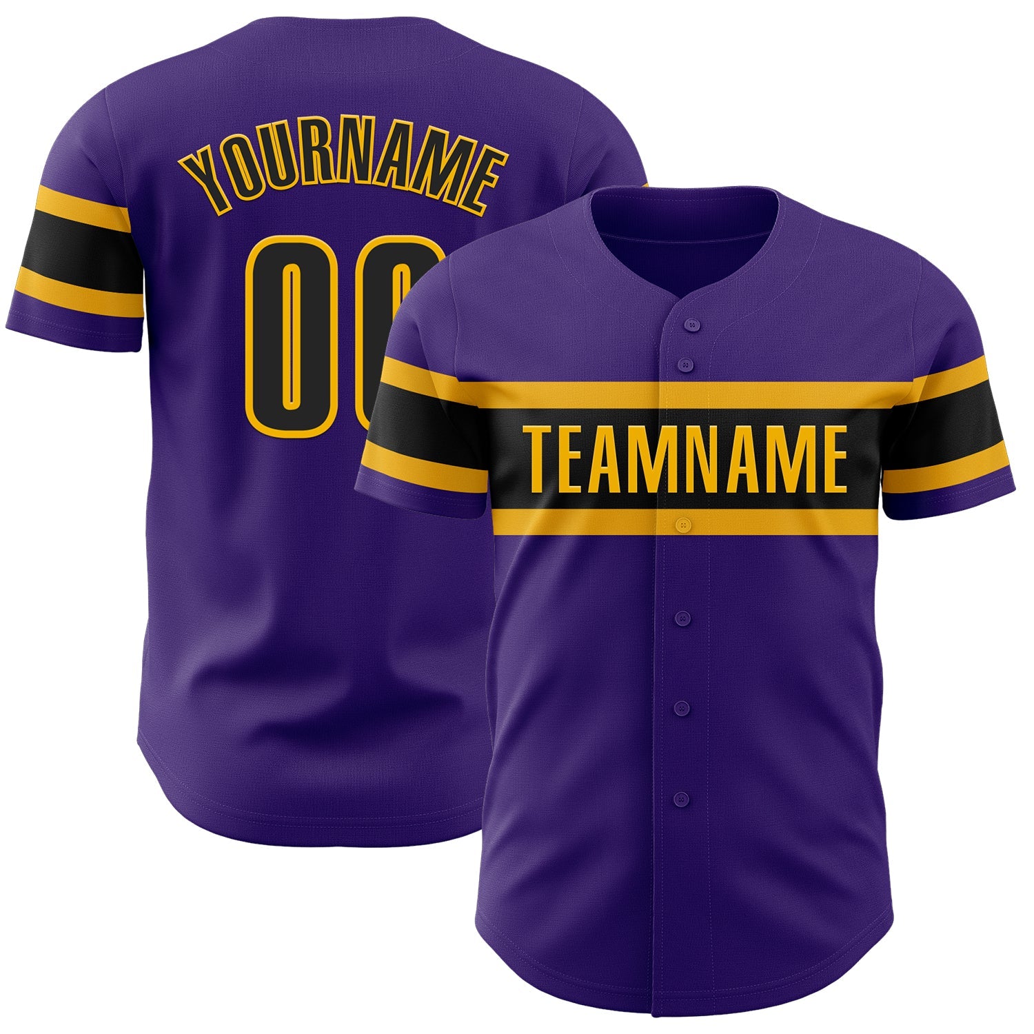 Custom Purple Black-Gold Authentic Baseball Jersey - Sky-Custom