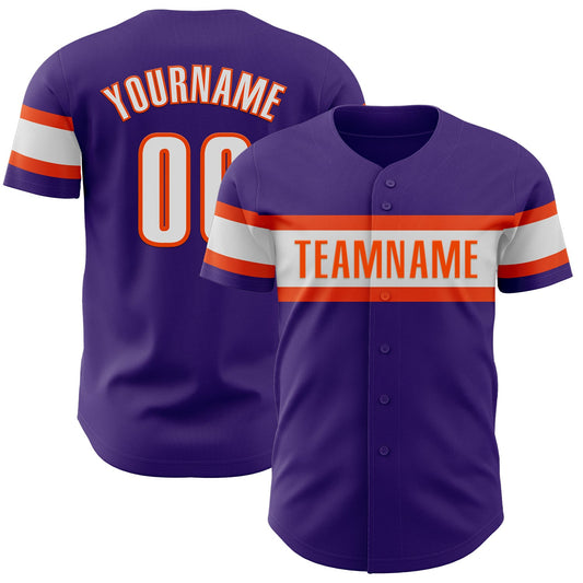 Custom Purple White-Orange Authentic Baseball Jersey - Sky-Custom