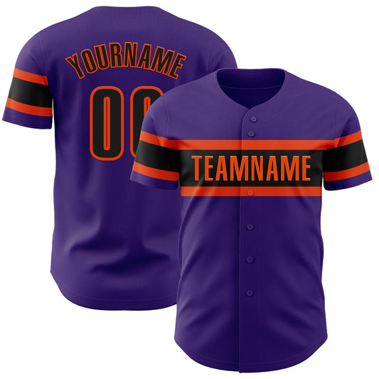 Custom Purple Black-Orange Authentic Baseball Jersey - Sky-Custom