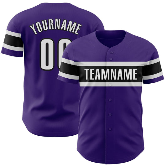Custom Purple White-Black Authentic Baseball Jersey - Sky-Custom