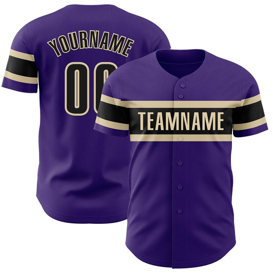 Custom Purple Black-Cream Authentic Baseball Jersey - Sky-Custom