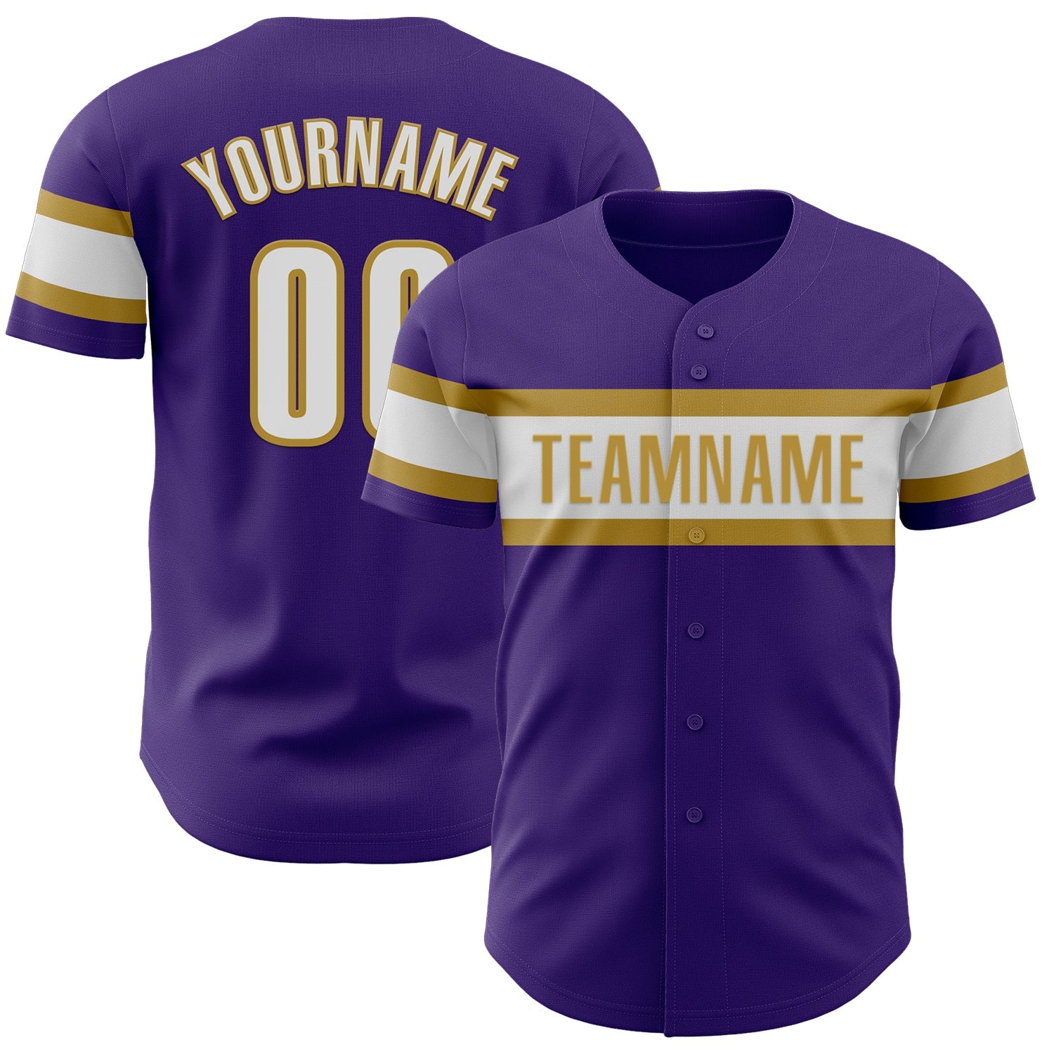 Custom Purple White-Old Gold Authentic Baseball Jersey - Sky-Custom