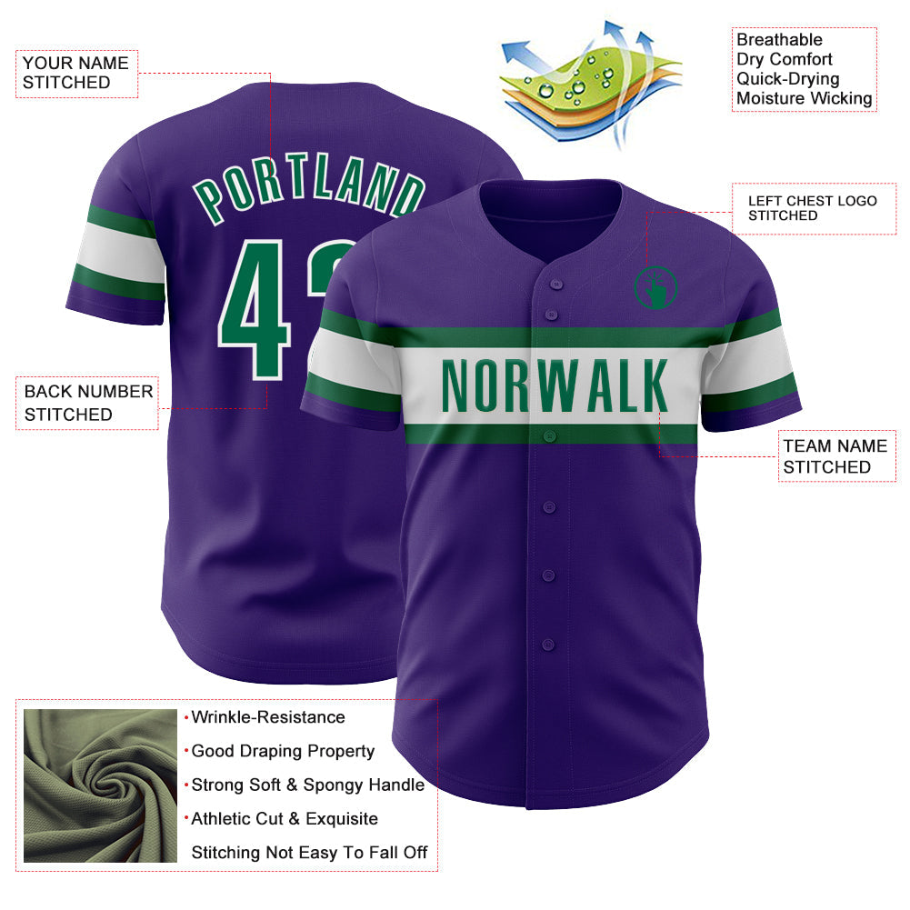 Custom Purple Kelly Green-White Authentic Baseball Jersey - Sky-Custom