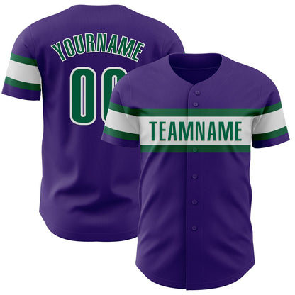 Custom Purple Kelly Green-White Authentic Baseball Jersey - Sky-Custom