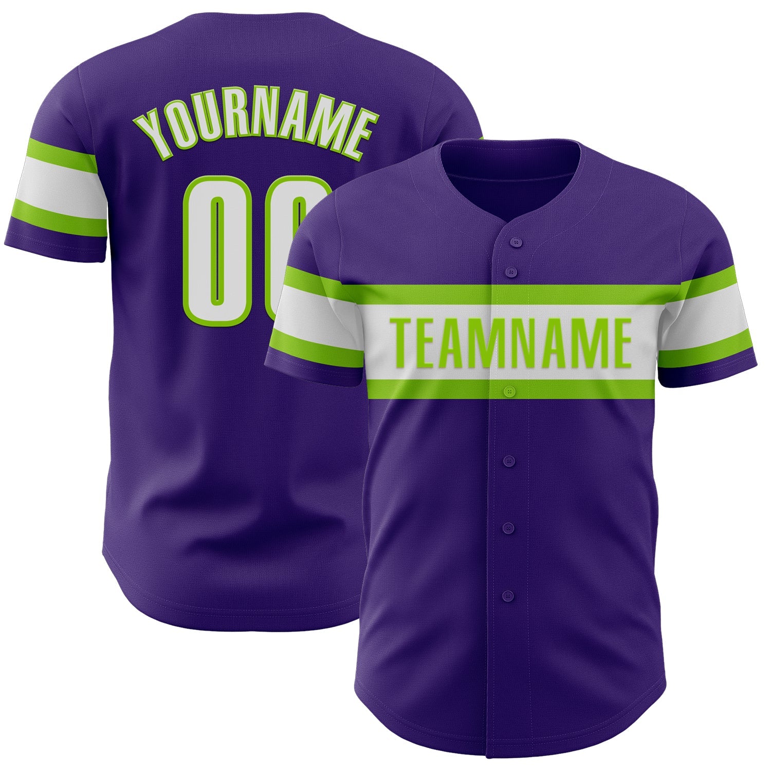 Custom Purple White-Neon Green Authentic Baseball Jersey - Sky-Custom