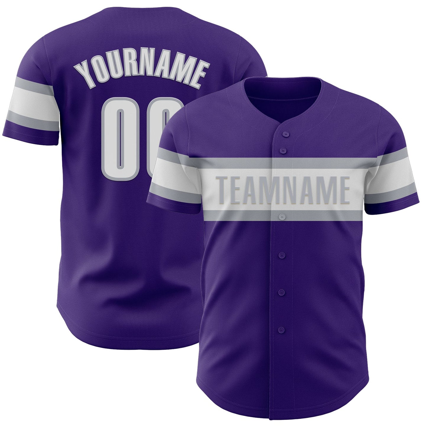 Custom Purple White-Gray Authentic Baseball Jersey - Sky-Custom