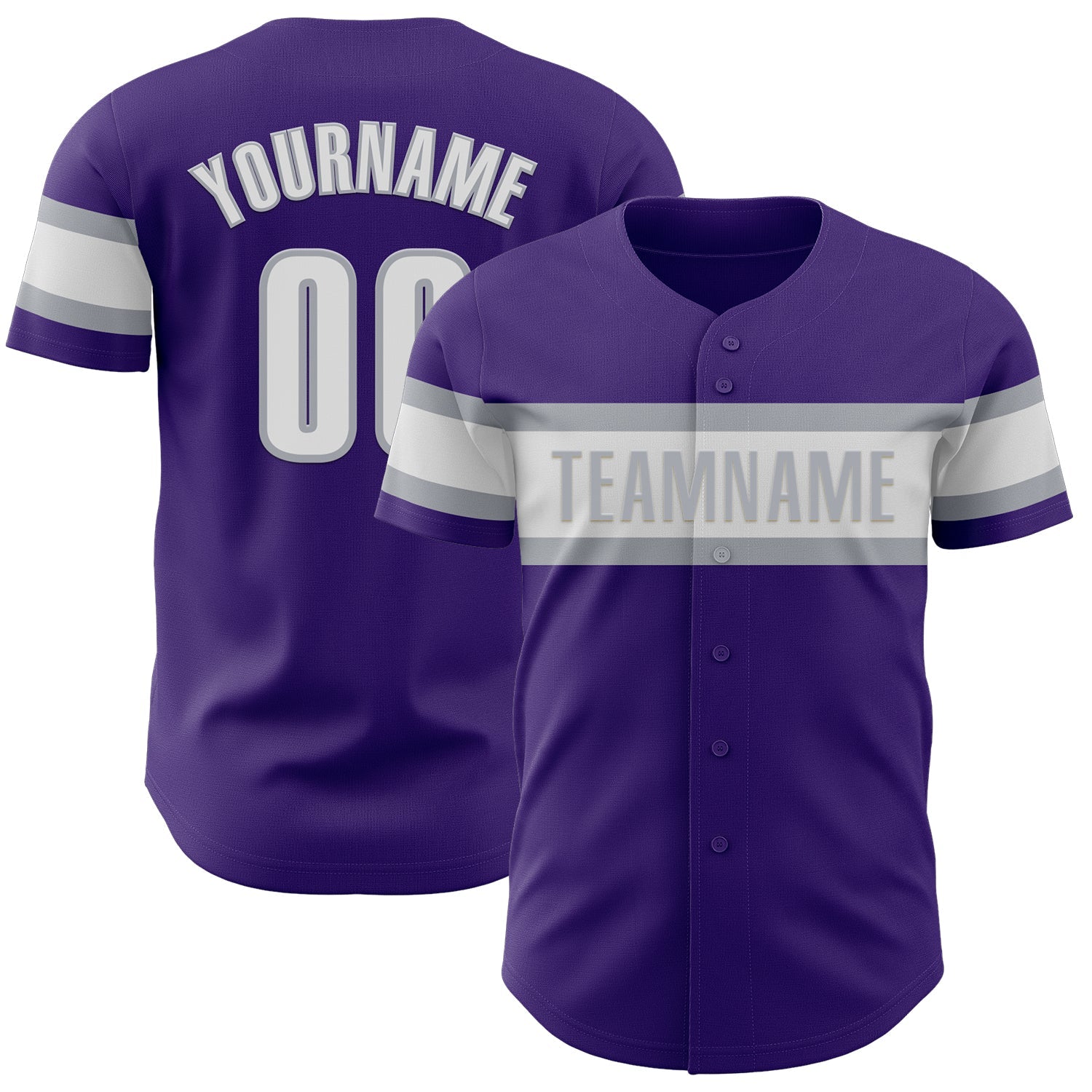 Custom Purple White-Gray Authentic Baseball Jersey - Sky-Custom