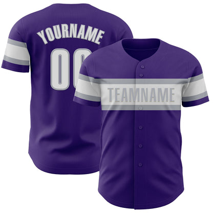 Custom Purple White-Gray Authentic Baseball Jersey - Sky-Custom