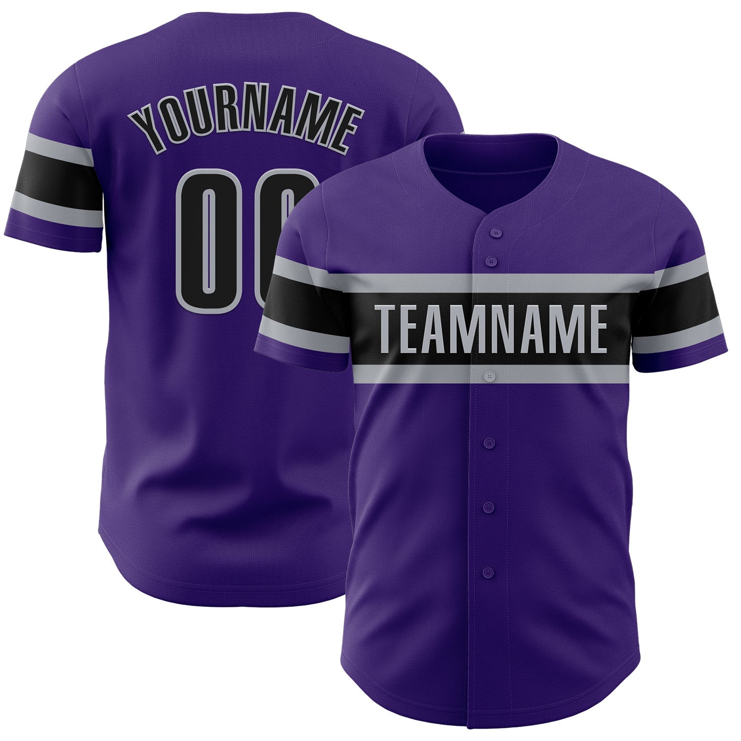 Custom Purple Black-Gray Authentic Baseball Jersey - Sky-Custom