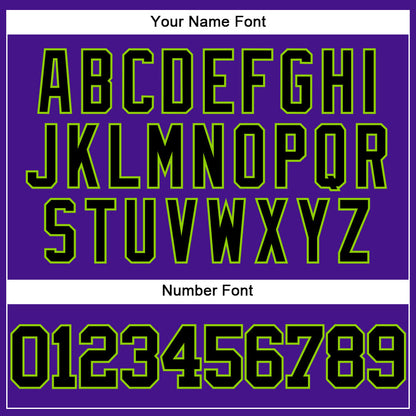 Custom Purple Black-Neon Green Mesh Authentic Throwback Baseball Jersey - Sky-Custom