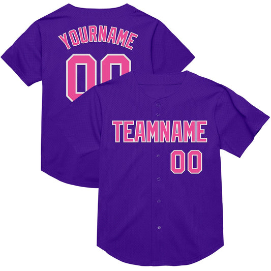 Custom Purple Pink-White Mesh Authentic Throwback Baseball Jersey - Sky-Custom