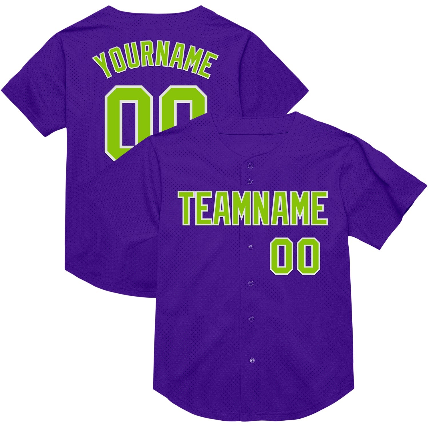 Custom Purple Neon Green-White Mesh Authentic Throwback Baseball Jersey - Sky-Custom