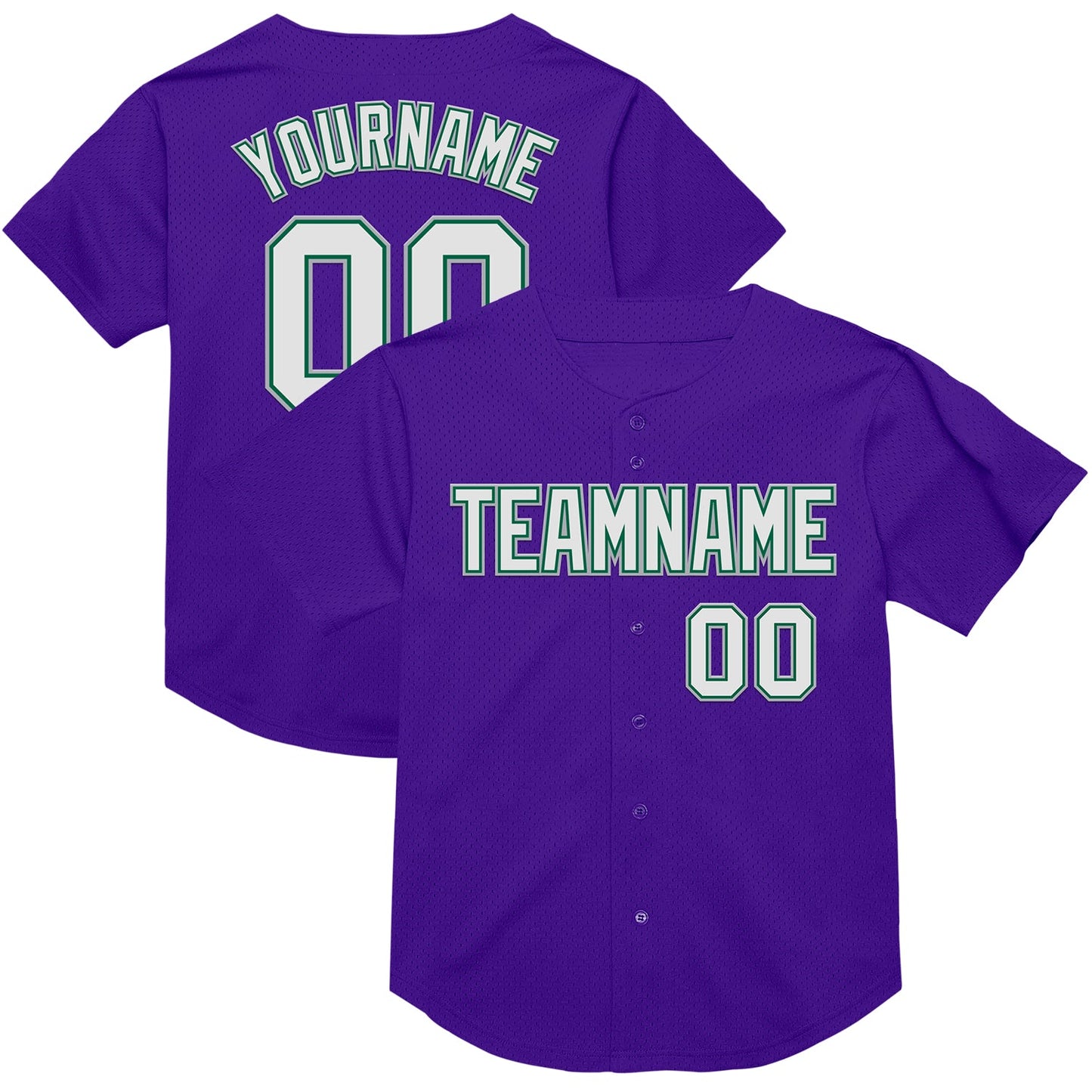Custom Purple Kelly Green-Gray Mesh Authentic Throwback Baseball Jersey - Sky-Custom