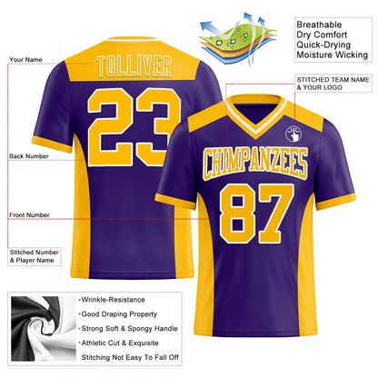 Custom Purple Gold-White Mesh Authentic Football Jersey - Sky-Custom