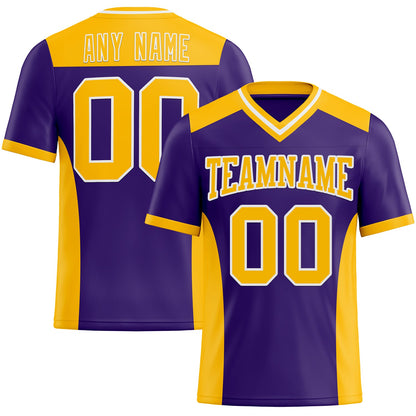 Custom Purple Gold-White Mesh Authentic Football Jersey - Sky-Custom