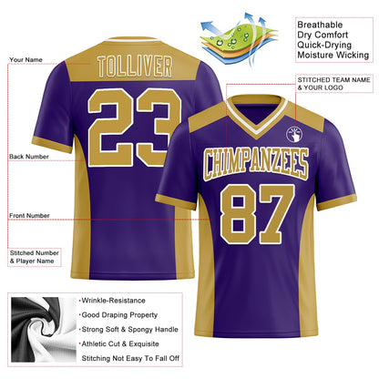 Custom Purple Old Gold-White Mesh Authentic Football Jersey - Sky-Custom