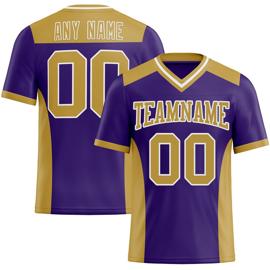 Custom Purple Old Gold-White Mesh Authentic Football Jersey - Sky-Custom