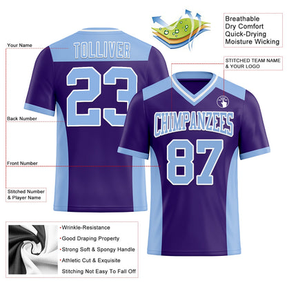 Custom Purple Light Blue-White Mesh Authentic Football Jersey - Sky-Custom