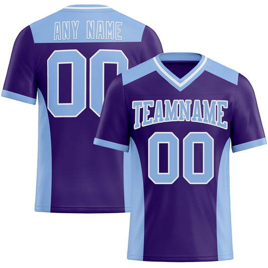 Custom Purple Light Blue-White Mesh Authentic Football Jersey - Sky-Custom