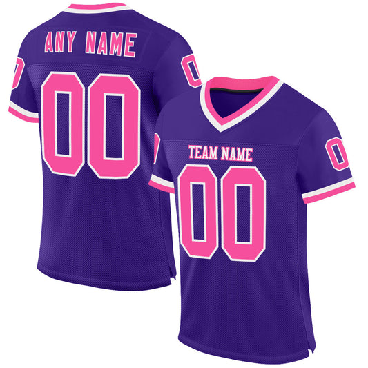 Custom Purple Pink-White Mesh Authentic Throwback Football Jersey - Sky-Custom
