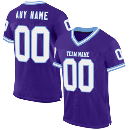 Custom Purple White-Light Blue Mesh Authentic Throwback Football Jersey - Sky-Custom