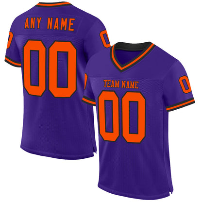 Custom Purple Orange-Black Mesh Authentic Throwback Football Jersey - Sky-Custom
