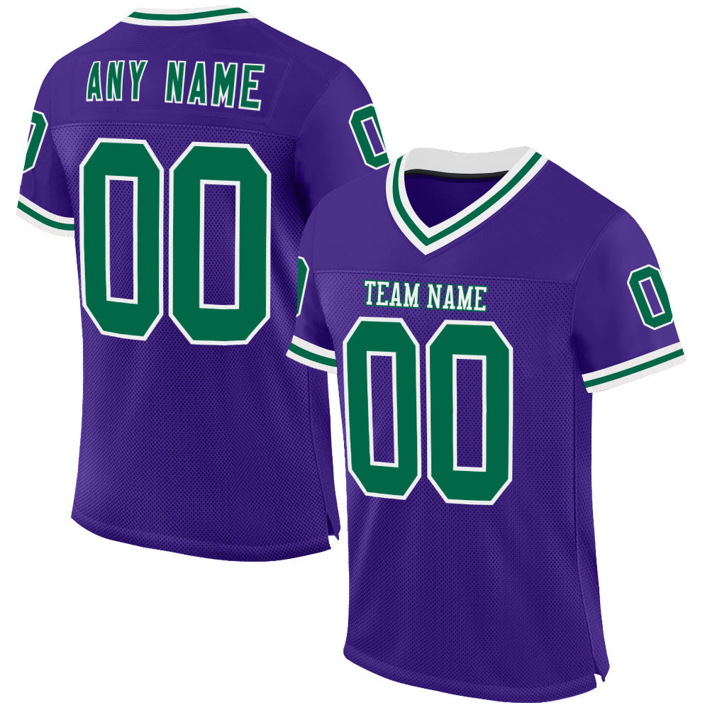 Custom Purple Kelly Green-White Mesh Authentic Throwback Football Jersey - Sky-Custom
