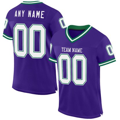 Custom Purple White-Kelly Green Mesh Authentic Throwback Football Jersey - Sky-Custom