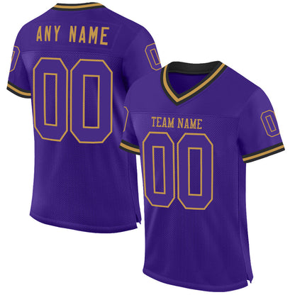 Custom Purple Old Gold-Black Mesh Authentic Throwback Football Jersey - Sky-Custom