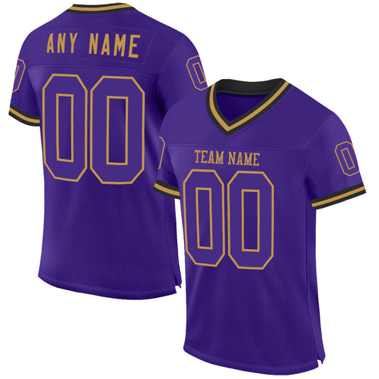 Custom Purple Old Gold-Black Mesh Authentic Throwback Football Jersey - Sky-Custom